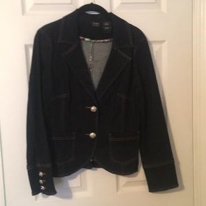 Dark denim two button blazer
